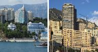 Слева — Ялта, Приморский парк; cправа — Ницца